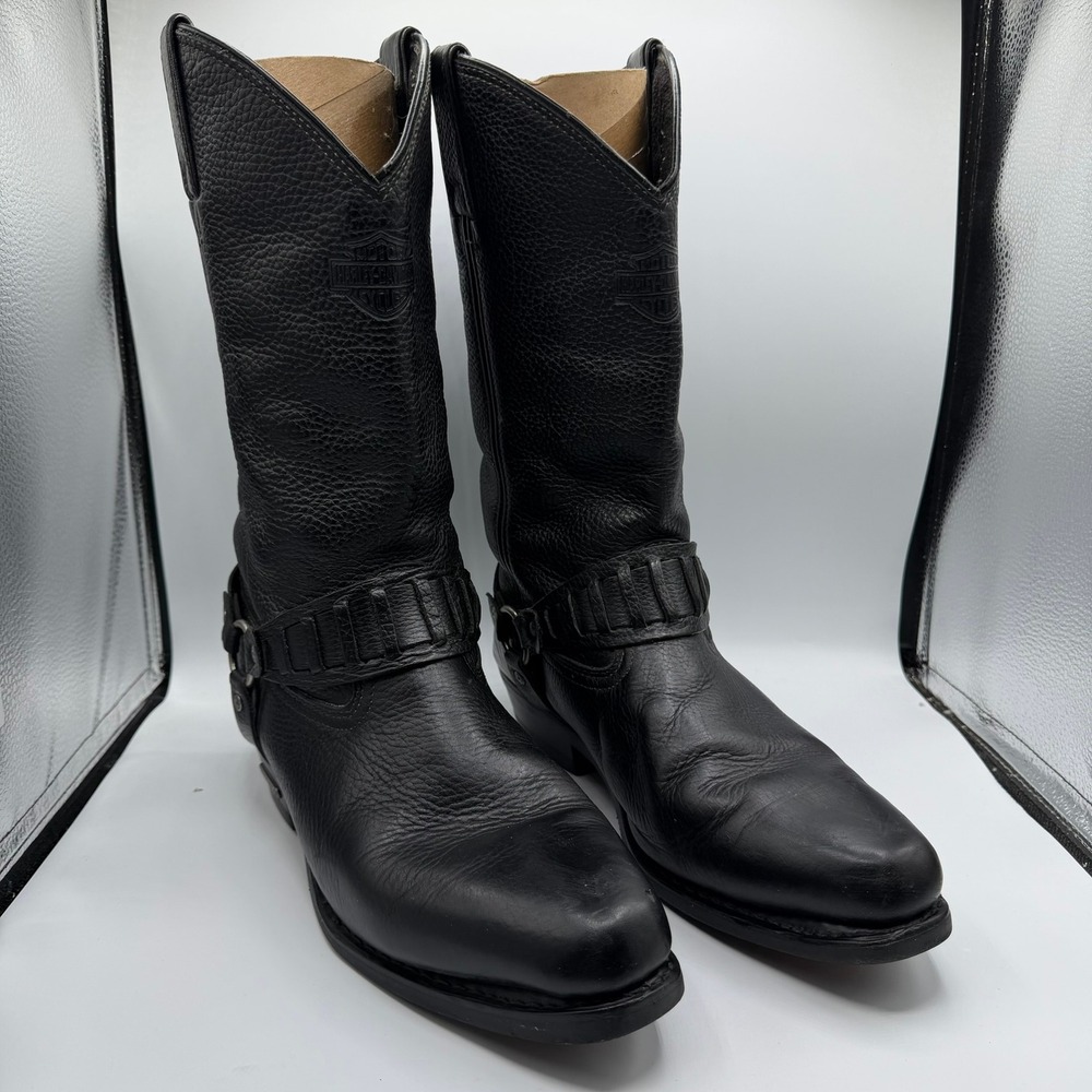 Harley Davidson El Paso 91202 Black Leather Motorcycle Biker Harness Boots 12